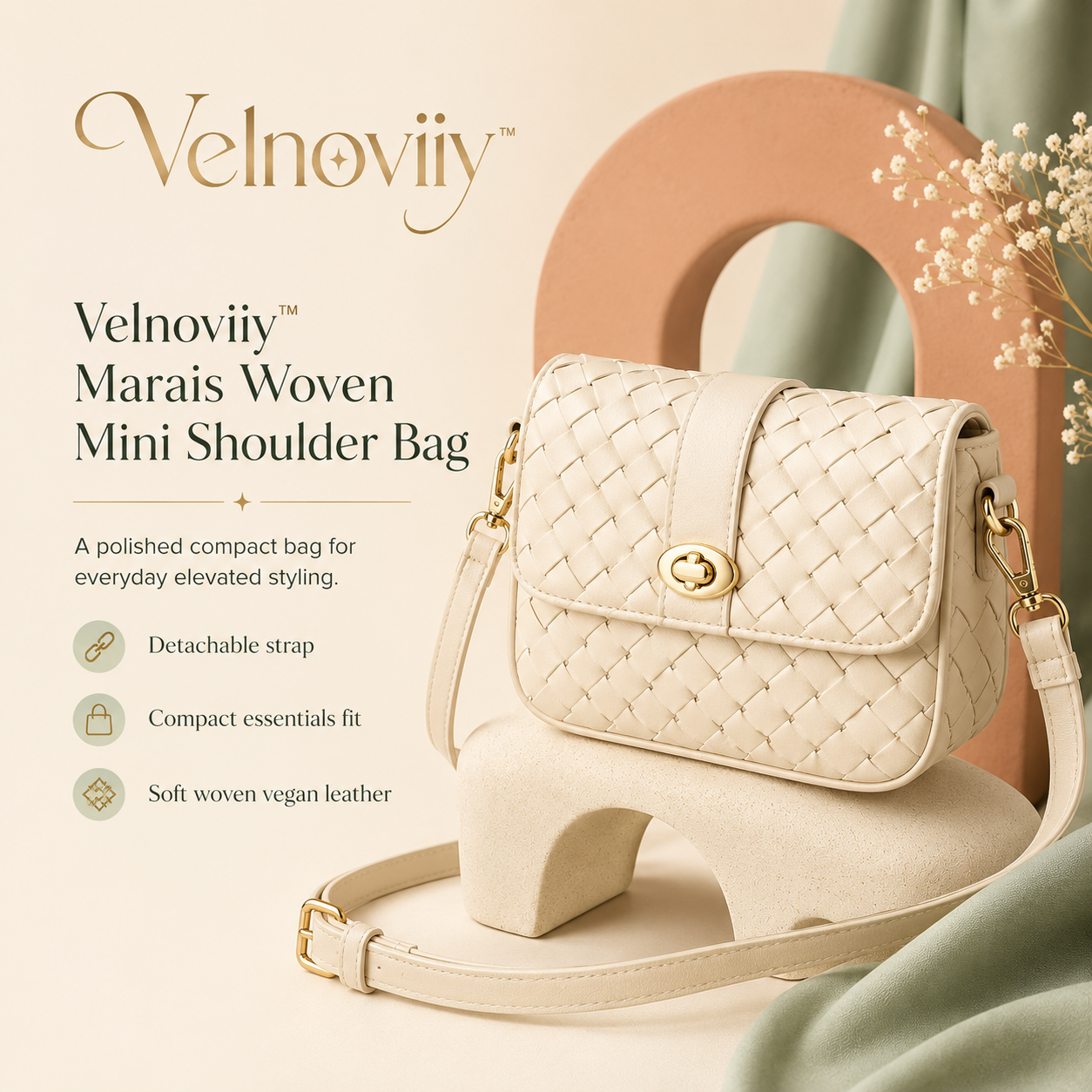 Velnoviiy™ Marais Woven Mini Shoulder Bag - Vegan Leather Crossbody Purse for Women